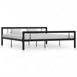 Рамка за легло, черно и бяло, метал, 180x200 cм