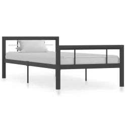 Рамка за легло, сиво и бяло, метал, 90x200 см
