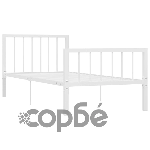 Рамка за легло, бяла, метал, 100x200 cм ➤ топ цена ➤ sorbe.bg