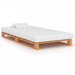 Палетна рамка за легло, кафява, бор масив, 100х200 см
