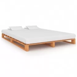 Палетна рамка за легло, кафява, бор масив, 160х200 см