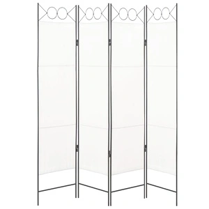 Параван за стая, 4 панела, бял, 160x180 см, плат