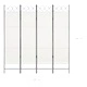 Параван за стая, 4 панела, бял, 160x180 см, плат