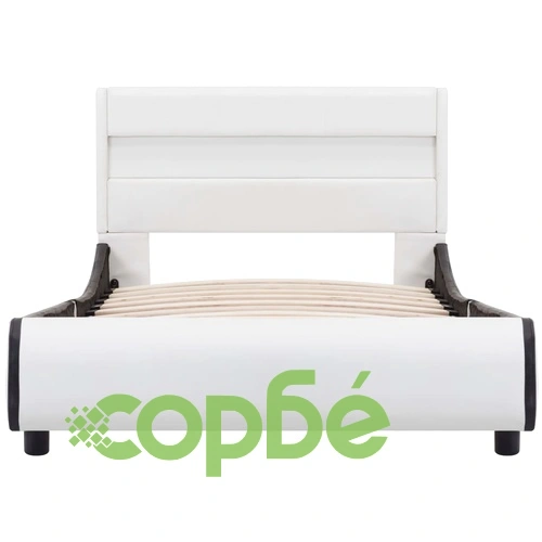 Рамка за легло с LED, бяла, изкуствена кожа, 90x200 cм  ➤ топ цена ➤ sorbe.bg