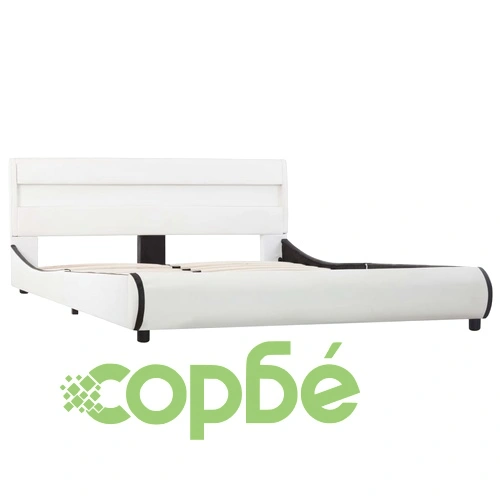 Рамка за легло с LED, бяла, изкуствена кожа, 120x200 cм  ➤ топ цена ➤ sorbe.bg