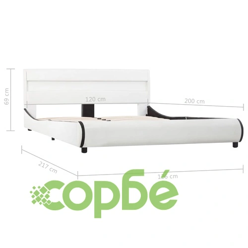 Рамка за легло с LED, бяла, изкуствена кожа, 120x200 cм  ➤ топ цена ➤ sorbe.bg