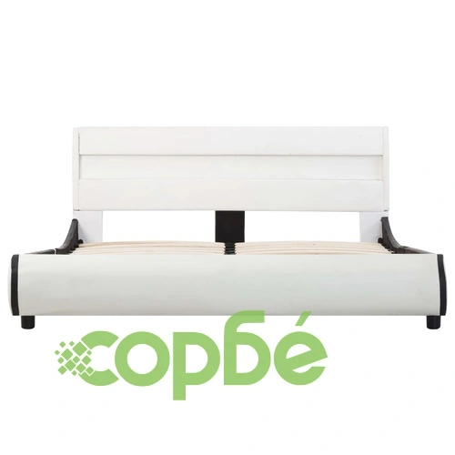 Рамка за легло с LED, бяла, изкуствена кожа, 160x200 cм  ➤ топ цена ➤ sorbe.bg