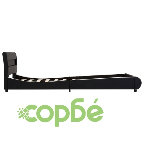 Рамка за легло с LED, черна, изкуствена кожа, 100x200 cм  ➤ топ цена ➤ sorbe.bg