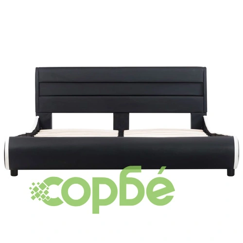 Рамка за легло с LED, черна, изкуствена кожа, 120x200 cм  ➤ топ цена ➤ sorbe.bg