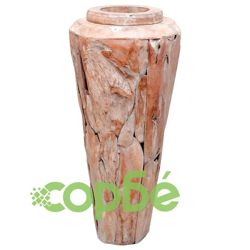Декоративна ваза, 40x100 см, тиково дърво масив ➤ топ цена ➤ sorbe.bg