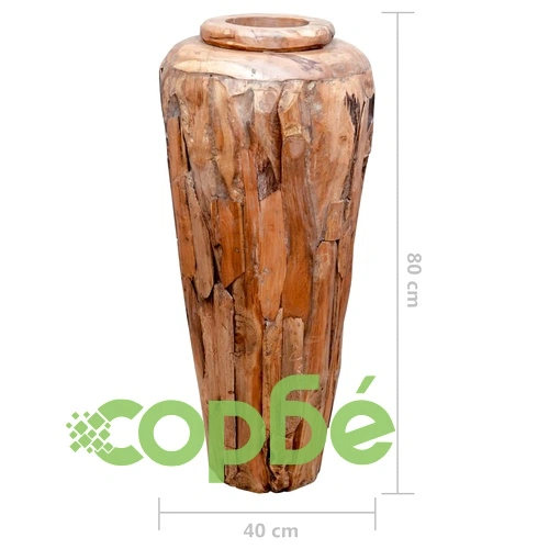 Декоративна ваза, 40x80 см, тиково дърво масив ➤ топ цена ➤ sorbe.bg