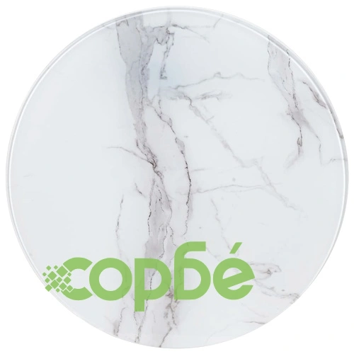 Плот за маса, бял, 50 см, стъкло с мраморна текстура ➤ топ цена ➤ sorbe.bg