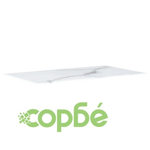 Плот за маса бял квадратен 100x62 см стъкло с мраморна текстура ➤ топ цена ➤ sorbe.bg