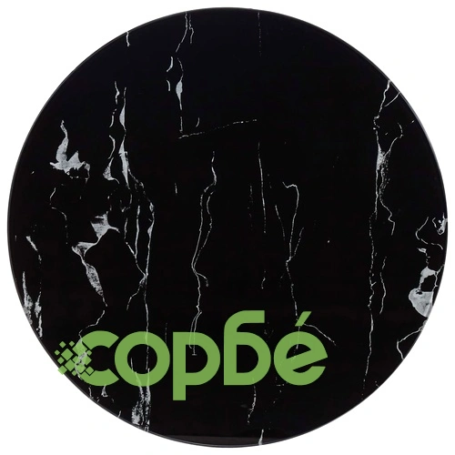 Плот за маса, черен, 60 см, стъкло с мраморна текстура ➤ топ цена ➤ sorbe.bg