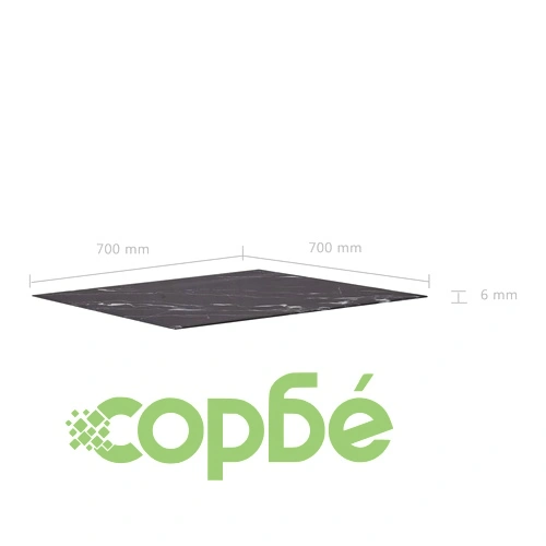 Плот за маса черен квадрат 70x70 см стъкло с мраморна текстура ➤ топ цена ➤ sorbe.bg