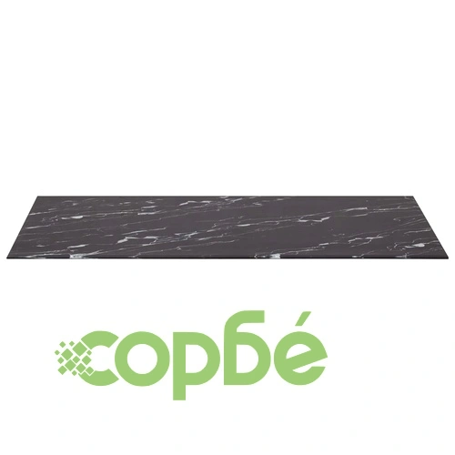 Плот за маса черен квадрат 80x80 см стъкло с мраморна текстура ➤ топ цена ➤ sorbe.bg