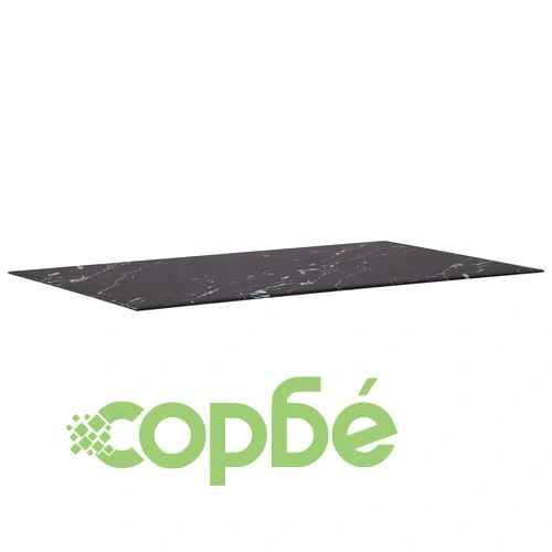 Плот за маса черен квадрат 100x62 см стъкло с мраморна текстура ➤ топ цена ➤ sorbe.bg