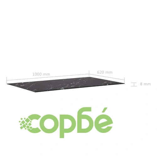 Плот за маса черен квадрат 100x62 см стъкло с мраморна текстура ➤ топ цена ➤ sorbe.bg