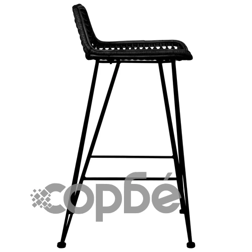 Бар столове, 2 бр, черни, ратан ➤ топ цена ➤ sorbe.bg