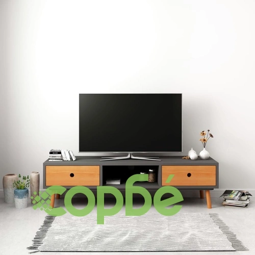 ТВ шкаф, сив, 120x35x35 см, масивна борова дървесина ➤ топ цена ➤ sorbe.bg