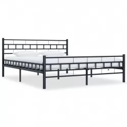 Рамка за легло, черна, стомана, 160x200 см
