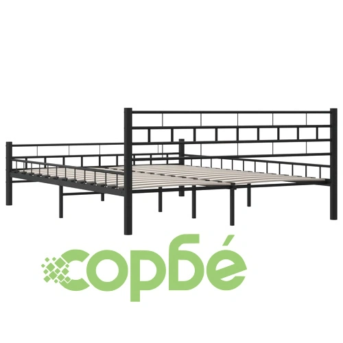 Рамка за легло, черна, стомана, 160x200 см ➤ топ цена ➤ sorbe.bg