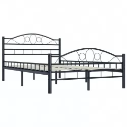 Рамка за легло, черна, стомана, 120x200 см