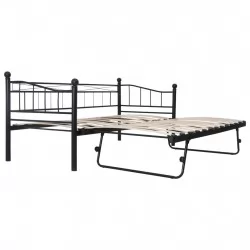 Рамка за легло, черна, стомана, 180x200/90x200 см