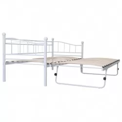 Рамка за легло бяла стомана 180x200/90x200 см