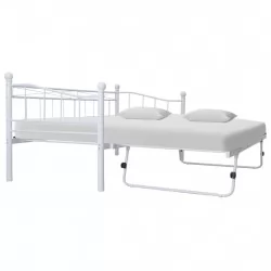 Рамка за легло бяла стомана 180x200/90x200 см