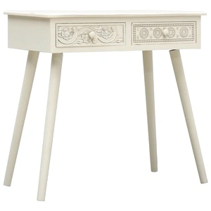 Конзолна маса с 2 чекмеджета резбована сиво 80x40x77,8 см дърво