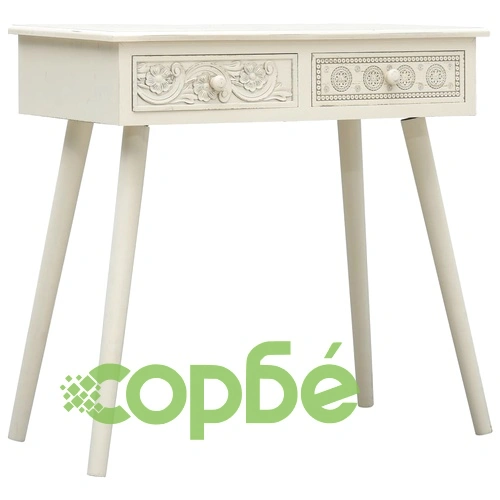 Конзолна маса с 2 чекмеджета резбована сиво 80x40x77,8 см дърво ➤ топ цена ➤ sorbe.bg