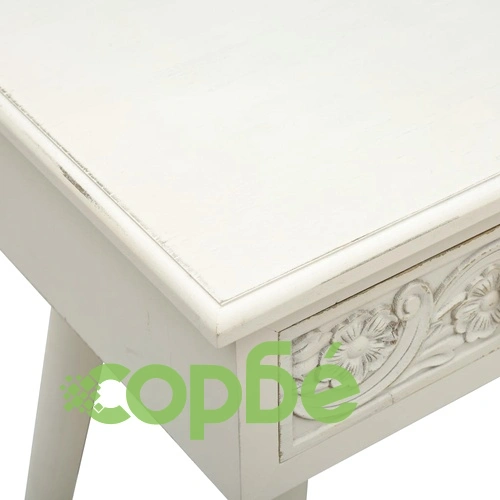 Конзолна маса с 2 чекмеджета резбована сиво 80x40x77,8 см дърво ➤ топ цена ➤ sorbe.bg