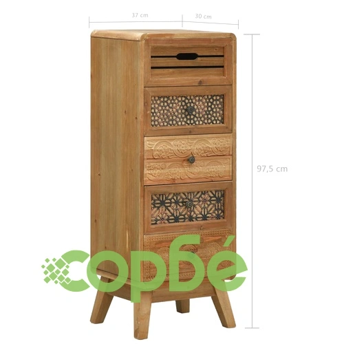 Бюфет с 5 чекмеджета, кафяв, 37x30x97,5 см, дърво ➤ топ цена ➤ sorbe.bg