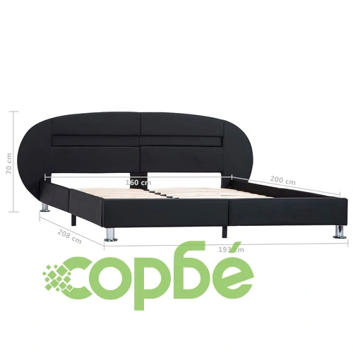 Рамка за легло с LED, черна, изкуствена кожа, 160x200 cм ➤ топ цена ➤ sorbe.bg
