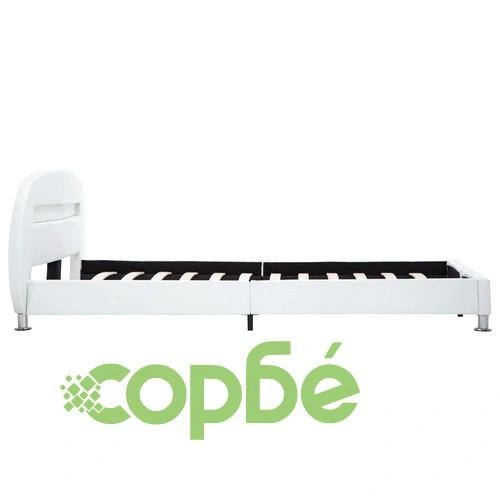Рамка за легло с LED, бяла, изкуствена кожа, 140x200 cм ➤ топ цена ➤ sorbe.bg