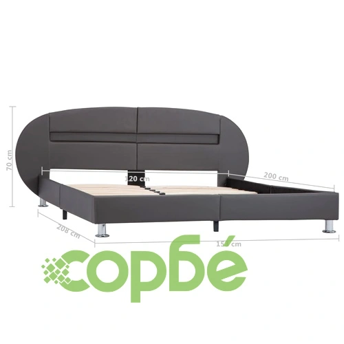Рамка за легло с LED, сива, изкуствена кожа, 120x200 cм ➤ топ цена ➤ sorbe.bg