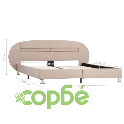 Рамка за легло с LED, капучино, изкуствена кожа, 120x200 cм ➤ топ цена ➤ sorbe.bg