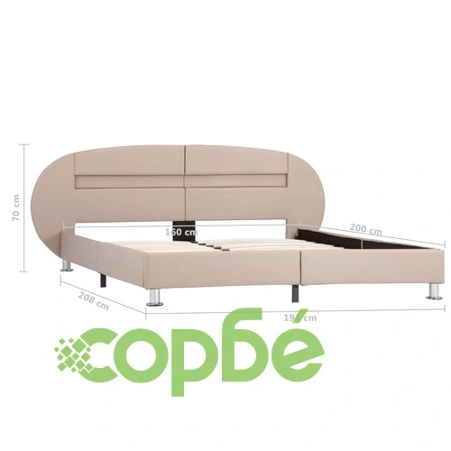 Рамка за легло с LED, капучино, изкуствена кожа, 160x200 cм ➤ топ цена ➤ sorbe.bg