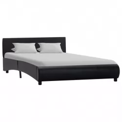 Рамка за легло, черно, изкуствена кожа, 140x200 cм