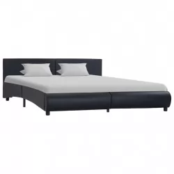 Рамка за легло, черна, изкуствена кожа, 160x200 cм
