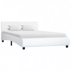 Рамка за легло, бяла, изкуствена кожа, 120x200 cм