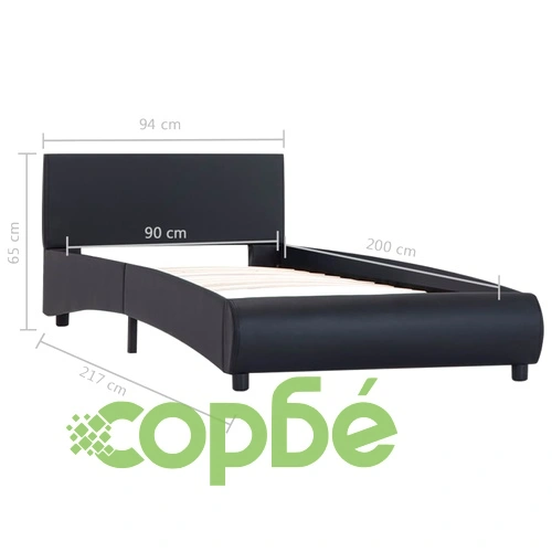 Рамка за легло с LED, черна, изкуствена кожа, 90x200 cм  ➤ топ цена ➤ sorbe.bg