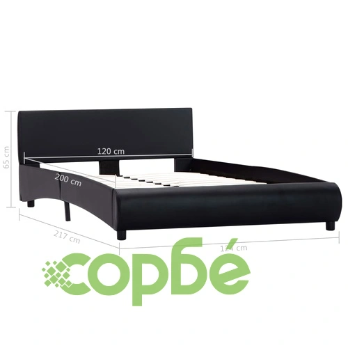 Рамка за легло с LED, черна, изкуствена кожа, 120x200 cм  ➤ топ цена ➤ sorbe.bg