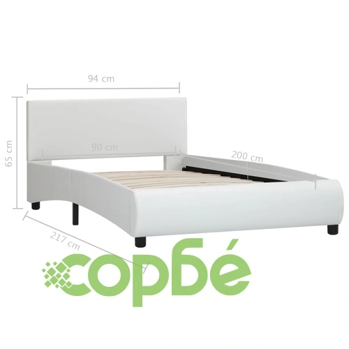 Рамка за легло с LED, бяла, изкуствена кожа, 90x200 cм  ➤ топ цена ➤ sorbe.bg