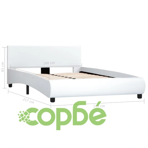 Рамка за легло с LED, бяла, изкуствена кожа, 140x200 cм  ➤ топ цена ➤ sorbe.bg
