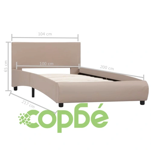 Рамка за легло с LED, капучино, изкуствена кожа, 90x200 cм  ➤ топ цена ➤ sorbe.bg
