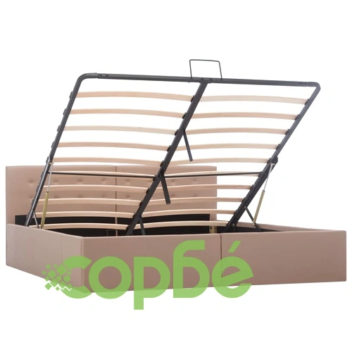 Легло с повдигащ механизъм капучино изкуствена кожа 160x200 cм ➤ топ цена ➤ sorbe.bg