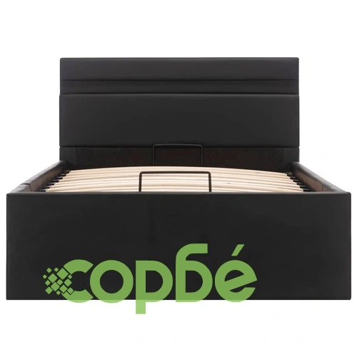 Легло повдигащ механизъм с LED черно изкуствена кожа 90x200 cм  ➤ топ цена ➤ sorbe.bg