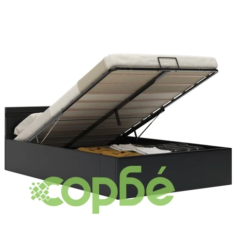 Легло повдигащ механизъм с LED черно изкуствена кожа 120x200 cм  ➤ топ цена ➤ sorbe.bg
